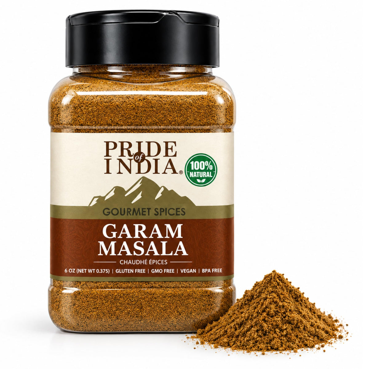 Pride Of India Chaat Masala Powder, 10.5 oz | Authentic Indian Chat Masala Seasoning | Tangy & Savory Spice Blend for Fruits, Salads, Snacks, Drinks & Curries | Dual-Sifter Jar
