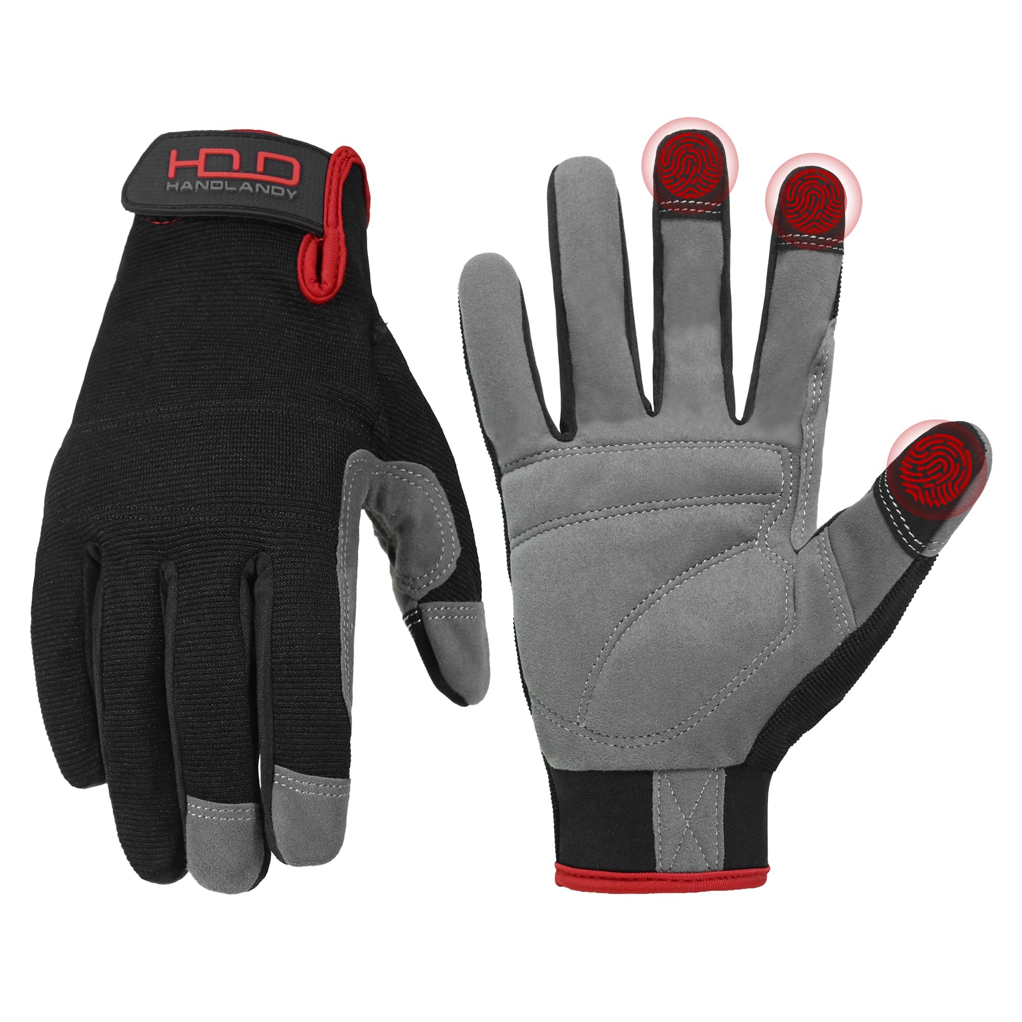 HANDLANDY Work Gloves for Men & Women, Utility Mechanic Working Gloves Touch Screen, Flexible Breathable Gardening Gloves for Yard Maintenance (Medium, 1 Pair)