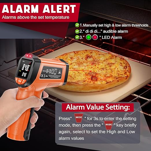 CEILSTES Infrared Thermometer Gun, Non-Contact Digital Laser Temperature Gun, -58°F to 1076°F, Adjustable Emissivity and Max/Min Values for Industrial, Cooking, Griddle,Engine, HVAC (Not for Human)