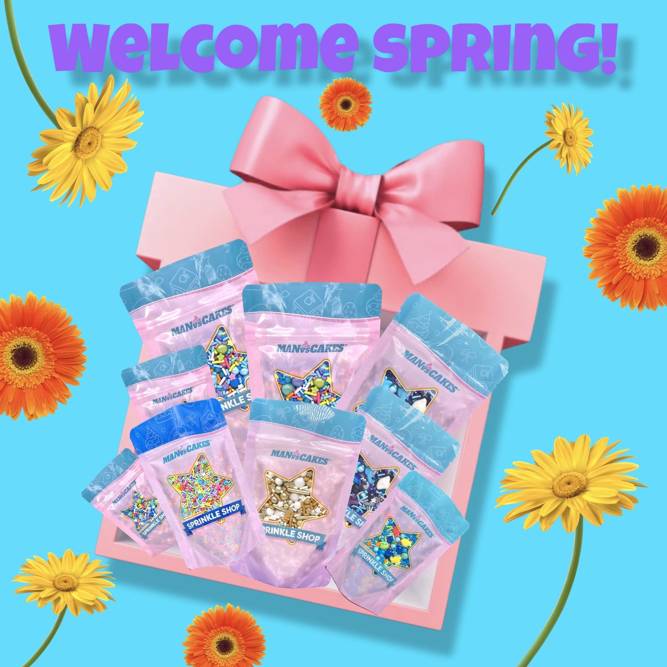 Manvscakes Sprinkles- Edible Cake and Cupcake Sprinkles with Assorted Shapes and Sizes for Parties, Metallic Sprinkle Mix for Cookies, Ice Cream, Cake and Cupcake Decorating, 4 oz (Pastel Easter)