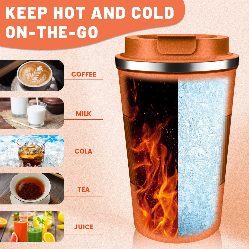 DUBUXW Insulated Coffee Tumblers with Flip Lid 12oz / 17oz, Stainless Steel Coffee Mug Leak Proof, Vacuum Insulated Coffee Mug Reusable Cup, Keeps Cold and Hot for Coffee Tea