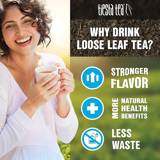 Tiesta Tea - Ginger Sweet Peach, Spicy Peach Herbal Tea, Tranquility Blend, Loose Leaf, Non-Caffeinated Hibiscus & Cane Sugar, Brews Up to 200 Cups, 16oz Bulk Pouch