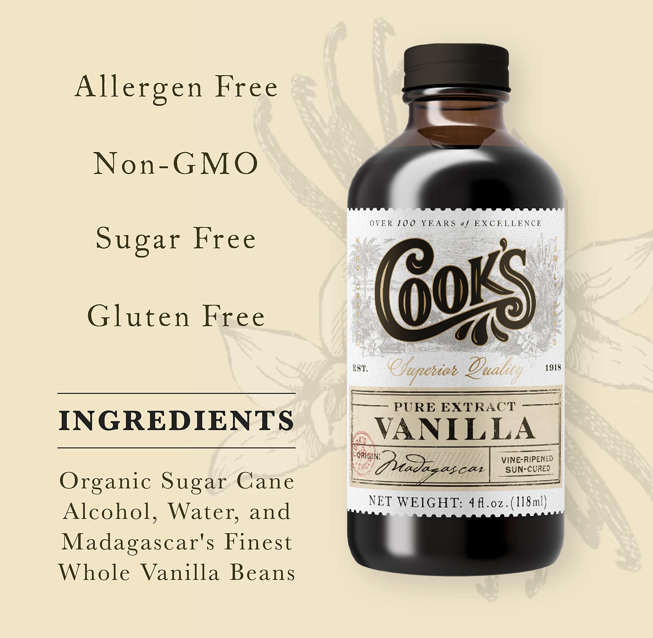 Cook's Choice Pure Vanilla Extract, Premium Quality, 128 oz (1 Gallon)
