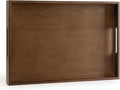 Axeman Wooden Serving Tray with Wood Handles|Ottoman Tray for Breakfast, Bed, Couch|17x12in Ash Wood Coffee Table Trays|Food Drinks Decorative Storage Boards for Ottoman Kitchen, Walnut