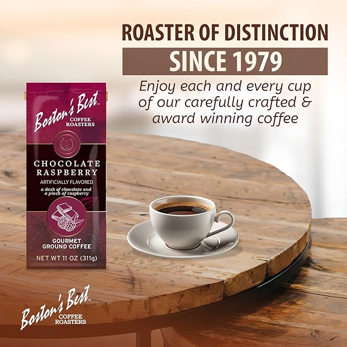Boston’s Best Coffee – Chocolate Raspberry Flavored Gourmet Ground Coffee – Medium Roast – 11 oz