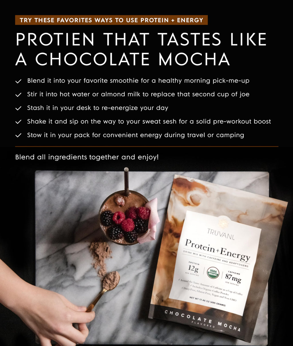 Truvani Protein + Energy | Chocolate Mocha | 20 Servings
