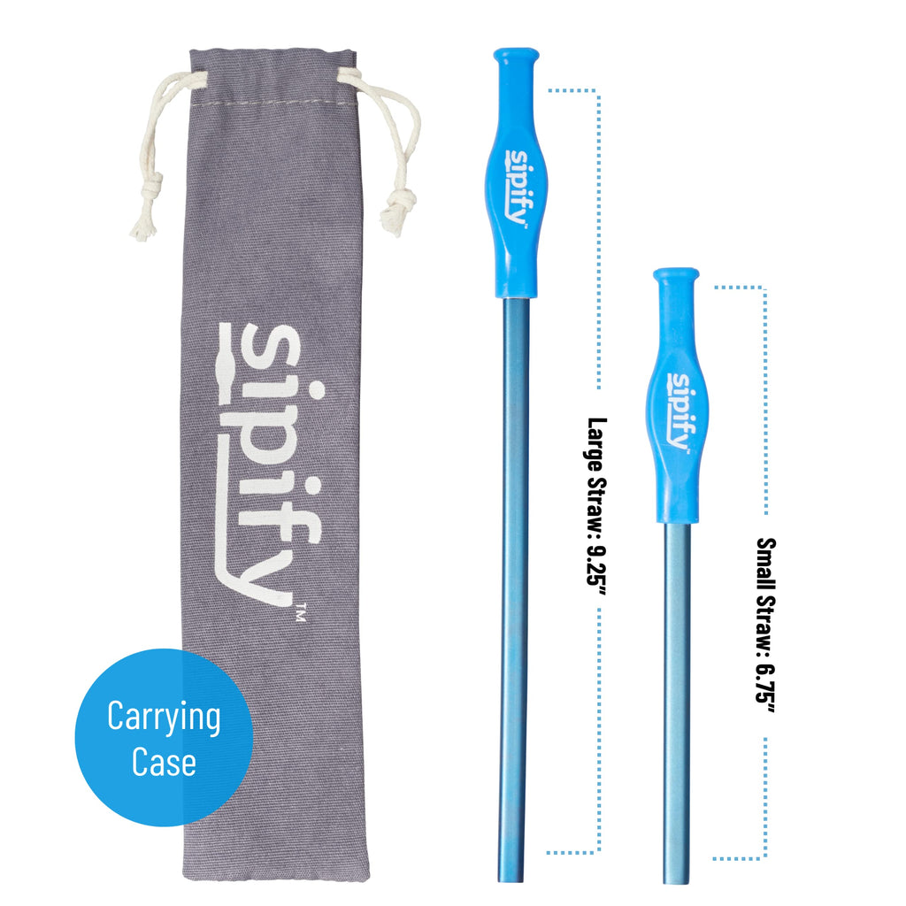 Sipify Flow-Limiting Dysphagia Straw for Safe Drinking | Aerating Straw for Elderly & Dysphagia Patients | Reusable Stainless Steel Straw with Soft Silicone Tip | Dishwasher Safe | 2 Pack