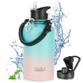 HASLE OUTFITTERS Half Gallon Insulated Water Bottles 64 oz, Stainless Steel Metal Water Jug with 2 Lids Keep Cold 48h/Hot 24h, Leak Proof & BPA-Free Water Flask Jug(Pink Blue Gradient,1)