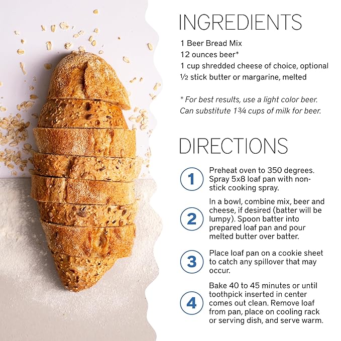 Southern Living Gourmet Beer Bread Mix, Easy-to-Bake Delight, Perfect for Potlucks & Parties, Dessert Bread, 1 Mix
