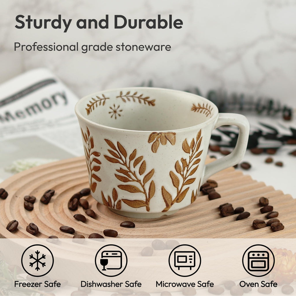 LINVIA 11 oz Ceramic Coffee Mug, Stoneware Teacup with Handle