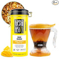 Tiesta Tea - Maui Mango Tin & Infuser Starter Set, Loose Leaf, Premium Herbal Blend, Non-Caffeinated Hot & Iced, 6oz Refillable Tin and 16oz Brewmaster Coffee Bottom Dispensing Tea Infuser