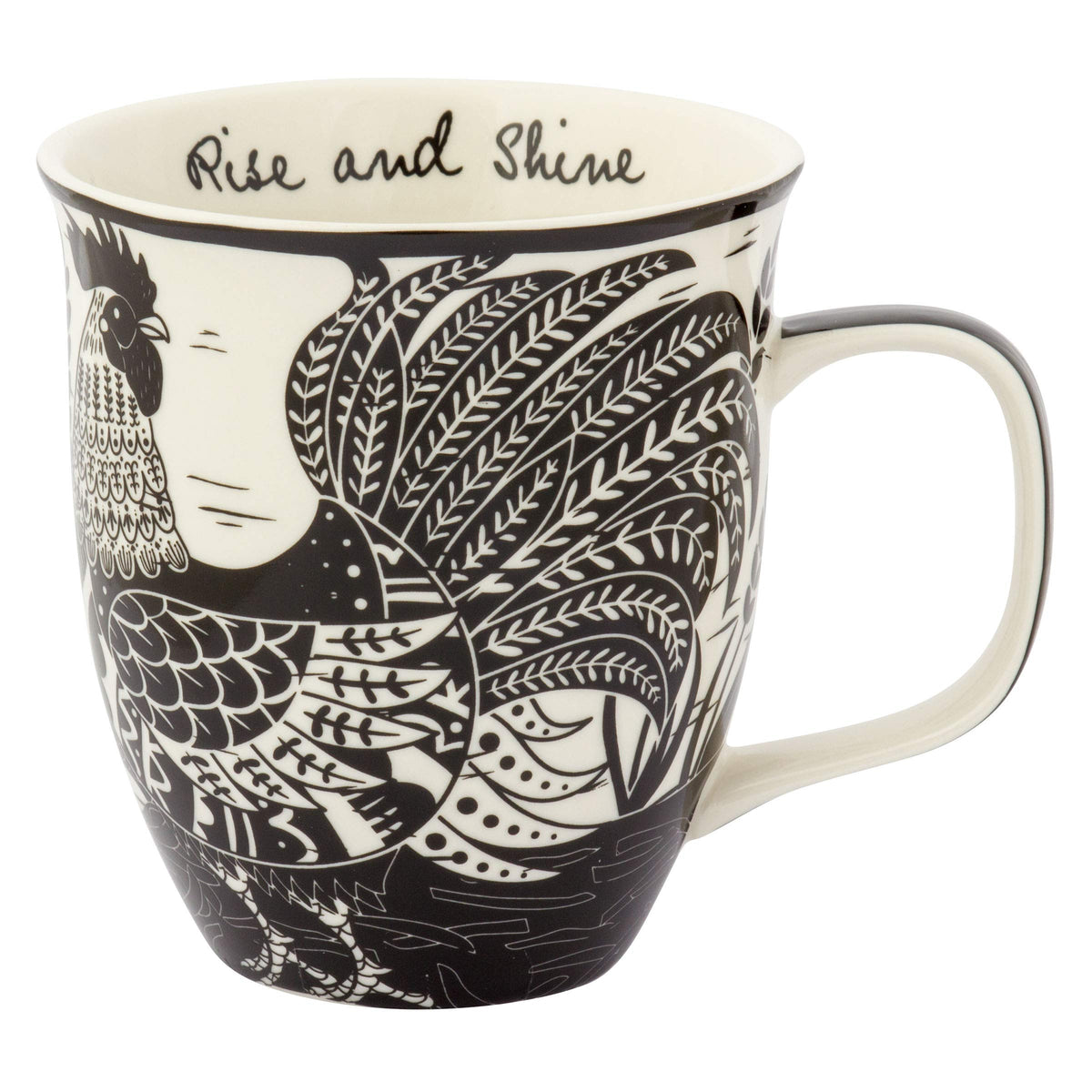 Karma Gifts 14 oz Black and White Boho Mug Flamingo - Cute Coffee and Tea Mug - Ceramic Coffee Mugs for Women and Men