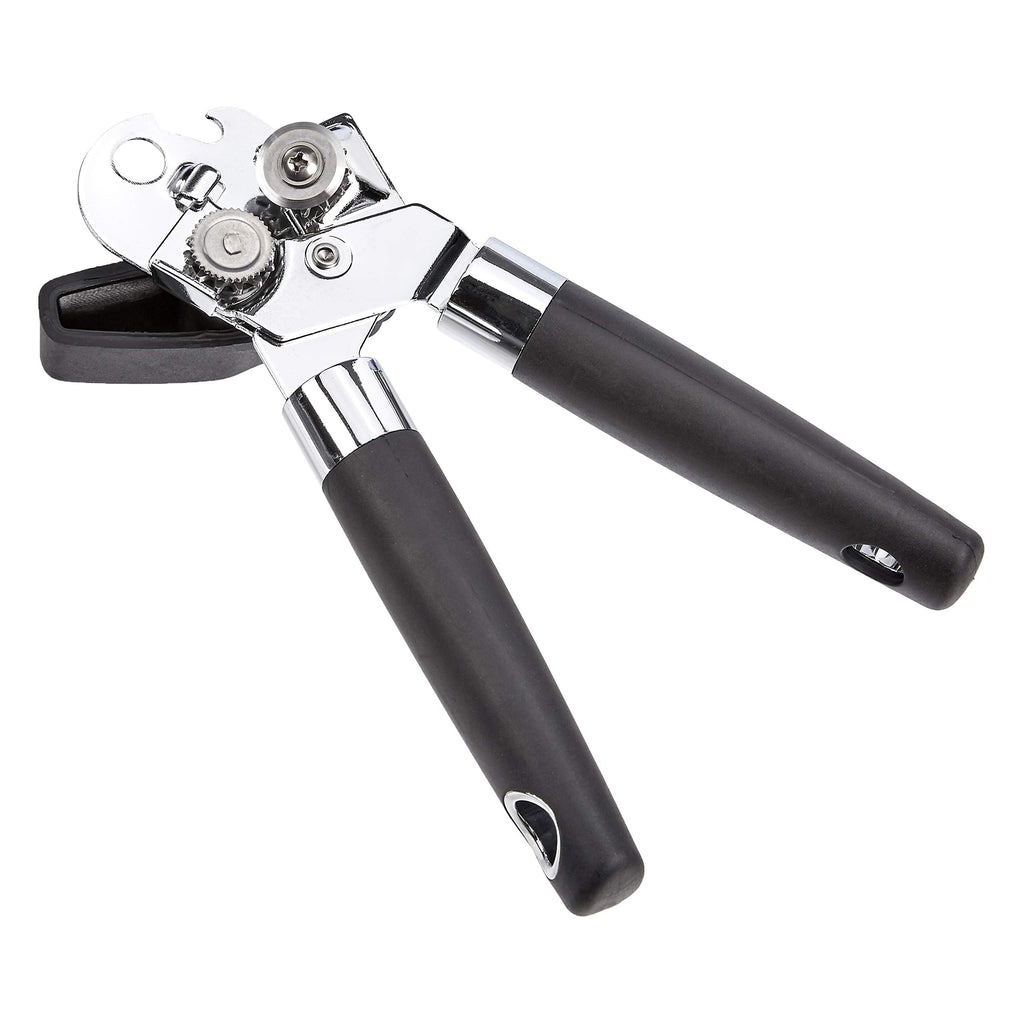 Amazon Basics Multi-function Manual Can Opener and Bottle Opener with Soft Grip Dual Handle, 22 cm, Black