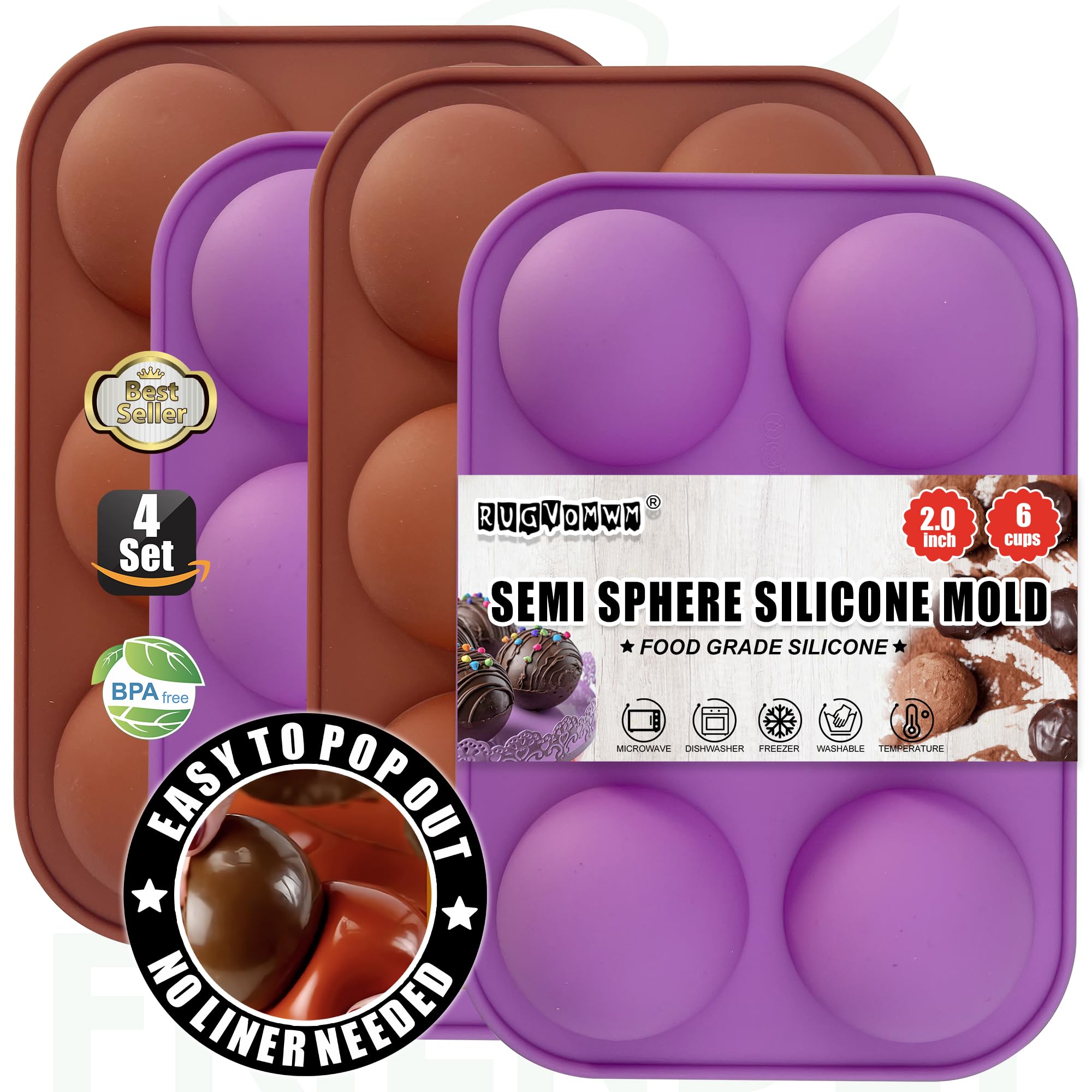 RUGVOMWM Silicone Cake Mold，6-Link Small Round Cake Mold - 2pack…