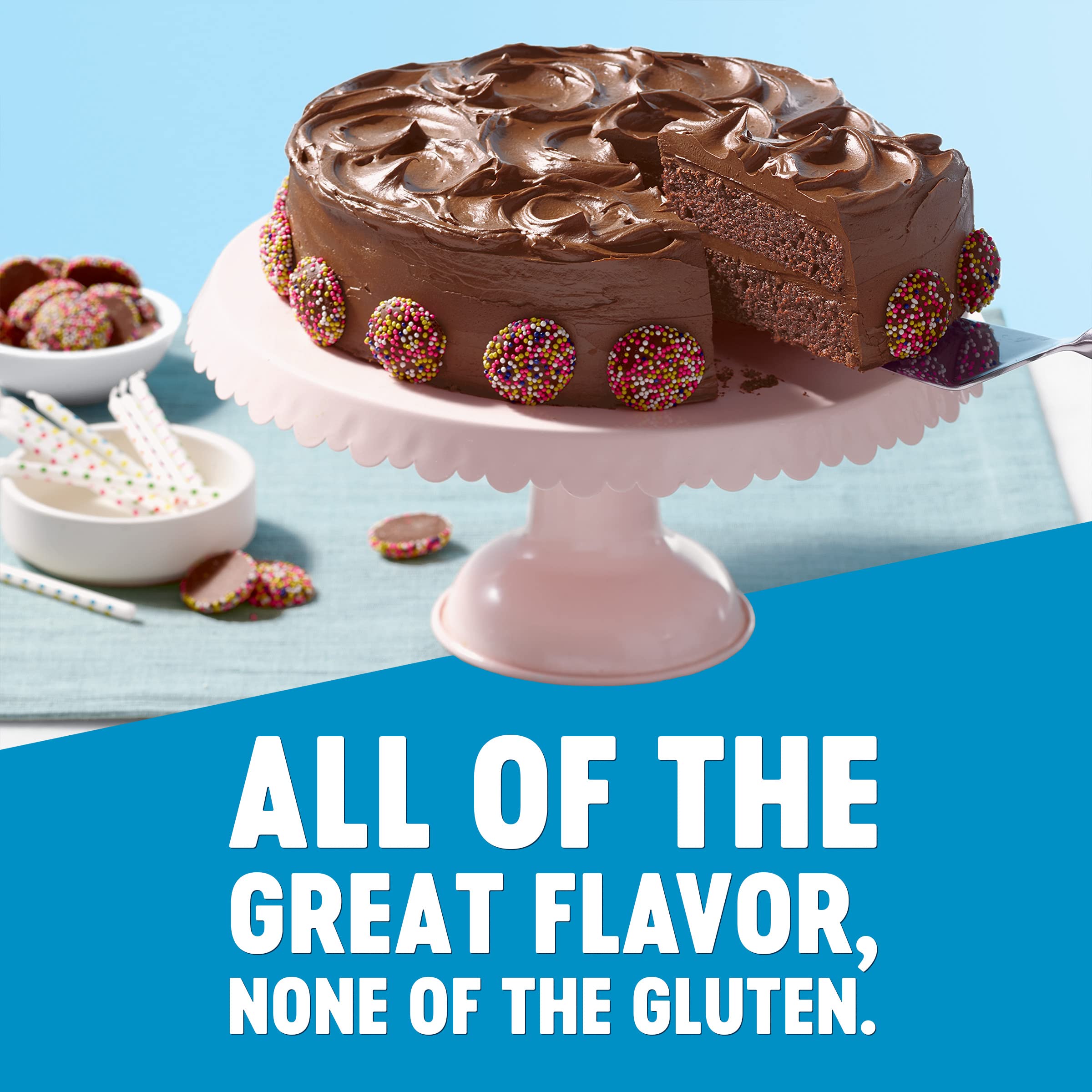 Krusteaz Gluten Free Chocolate Cake Mix, No Artificial Flavors, Colors, or Preservatives, 18 Ounce(Pack of 4)