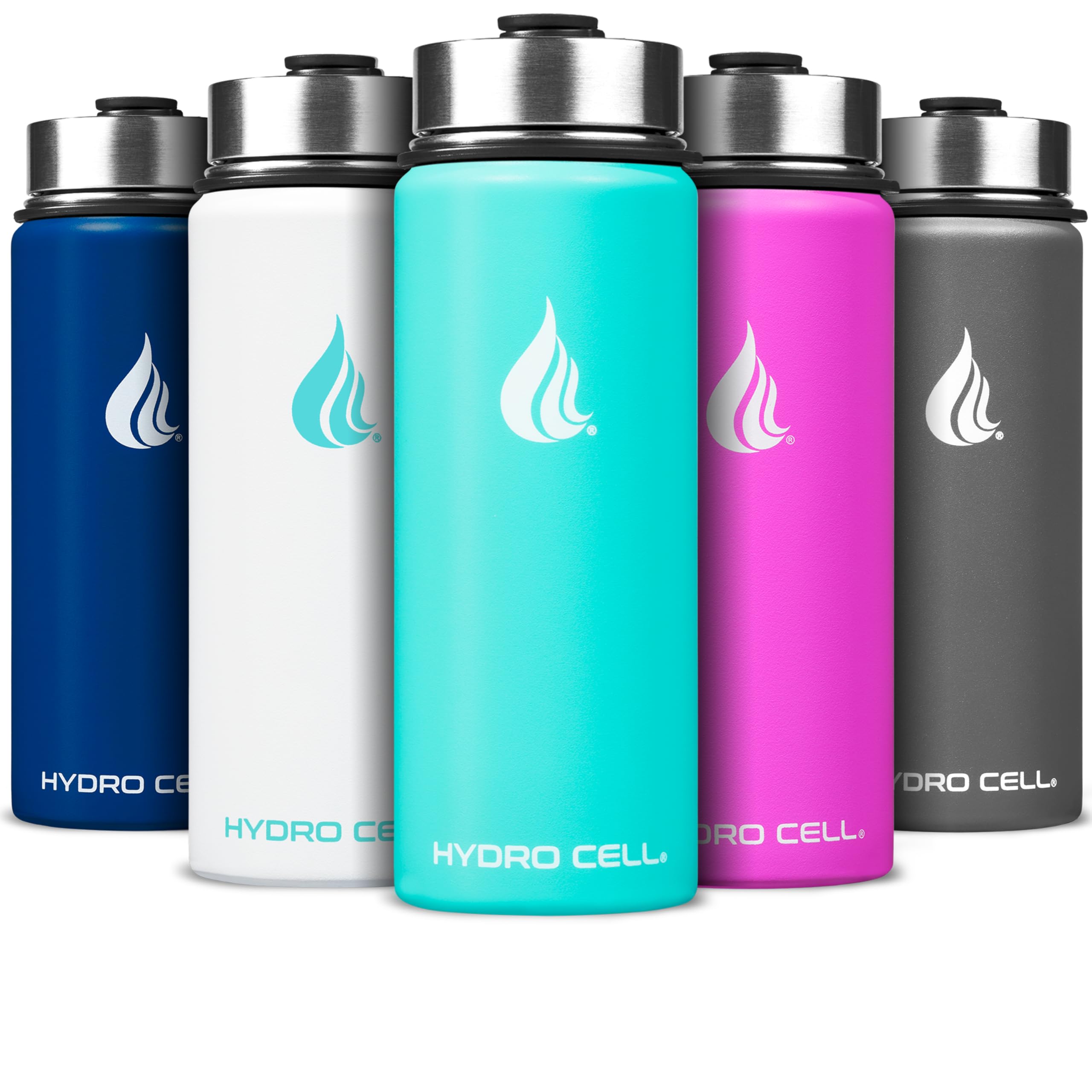 HYDRO CELL Stainless Steel Sport Water Bottle with Straw - Keeps Drinks Cold & Hot via a Leak Proof Metal Triple Insulated Vacuum Flask for All Sports and Outdoors Activities (Teal 18oz)