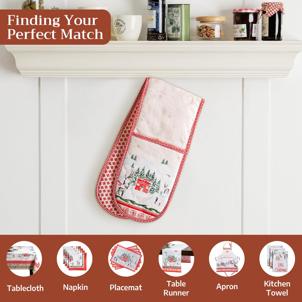 Maison d' Hermine Double Oven Mitts 100% Cotton Double Oven Glove (7"x35")