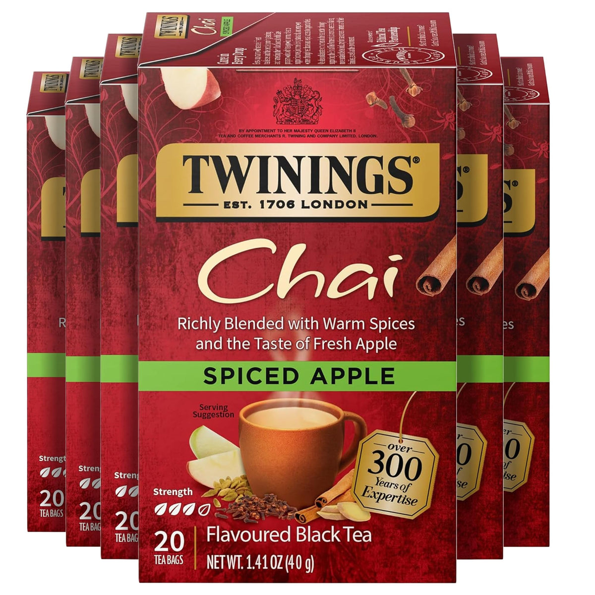 Twinings English Breakfast Black Tea Individually Wrapped Bags, 20 Count (Pack of 6), Flavourful, Robust, Caffeinated, Enjoy Hot or Iced, 120 Teabags