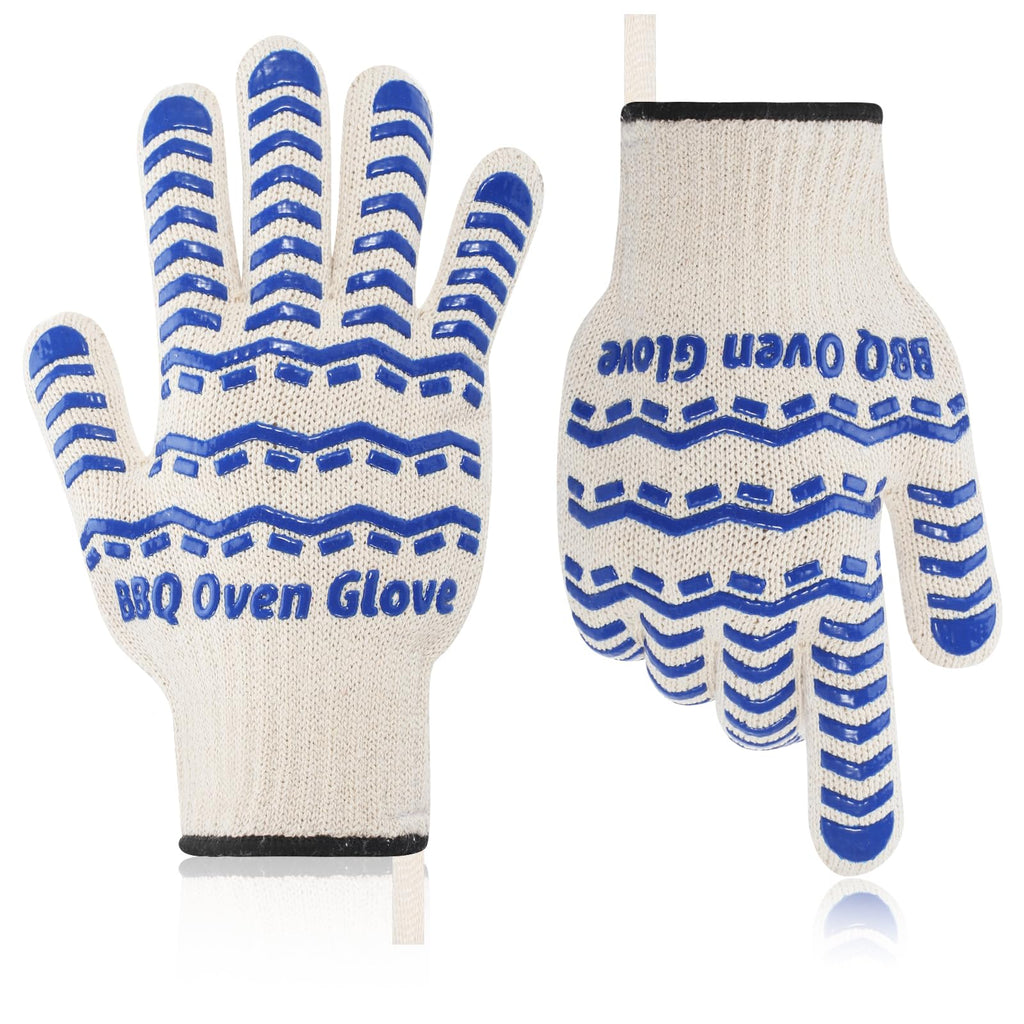 BBQ Gloves 932℉ Heat Resistant Oven Gloves, Cooking Gloves for BBQ, Grilling, Baking,Cutting, Smoker Fireplace-1 Pair(Blue)
