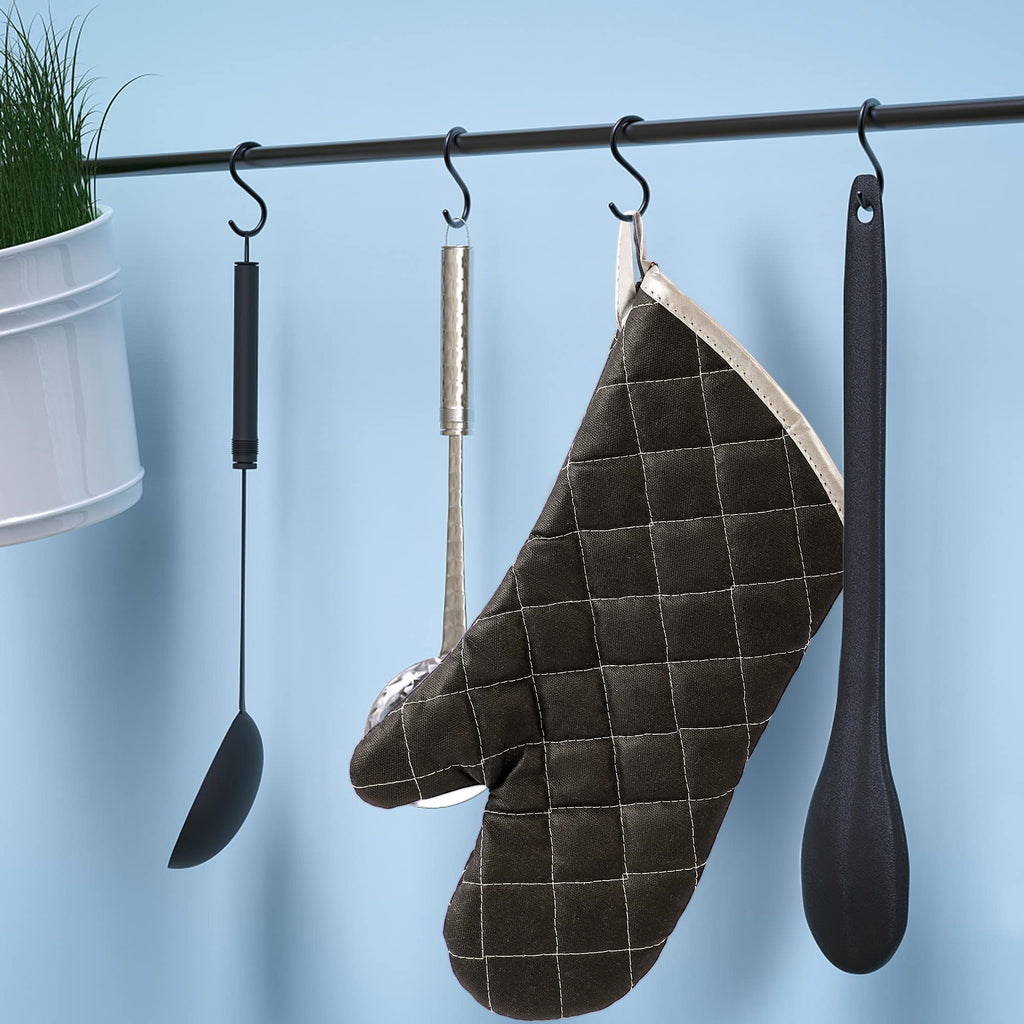 ARCLIBER Black 15" 425°F Terry Oven Mitts Quilted Heat Resistant
