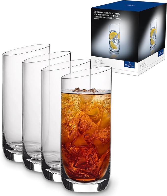 Villeroy & Boch New Moon Set, Elegant, Modern Sloping Champagne, Crystal Glass, Transparent, Dishwasher Safe