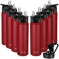 HASLE OUTFITTERS Insulated Water Bottle 22 oz Double Wall Stainless Steel Water Bottle Wide Mouth with Straw Lid & Spout Lid Keeps Cold or Hot(Red,8)