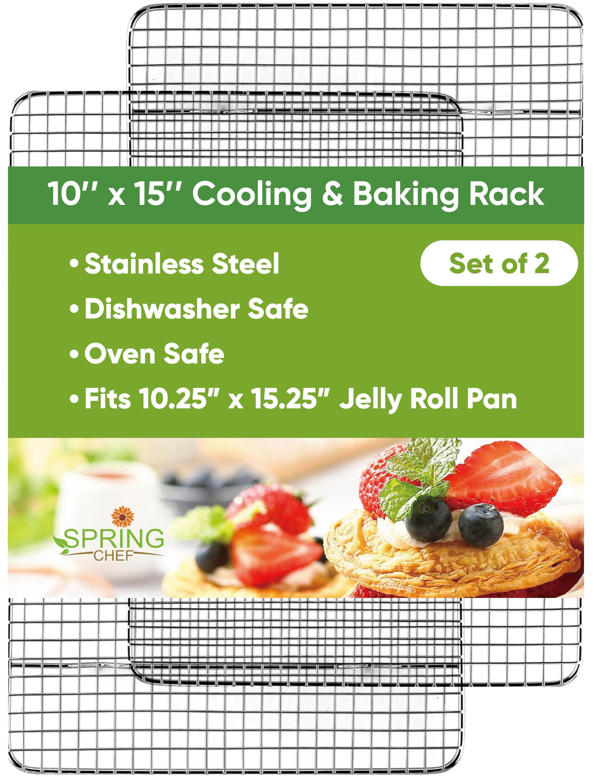 Spring Chef 11.5" x 16.5" Stainless Steel Cooling Rack for Cooking & Baking