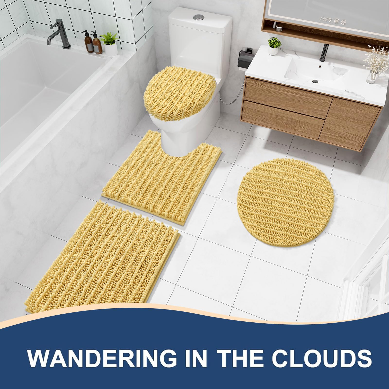 Arotive Bathroom Rugs Mat 54x24, Soft Absorbent Chenille Shaggy Bath Mat