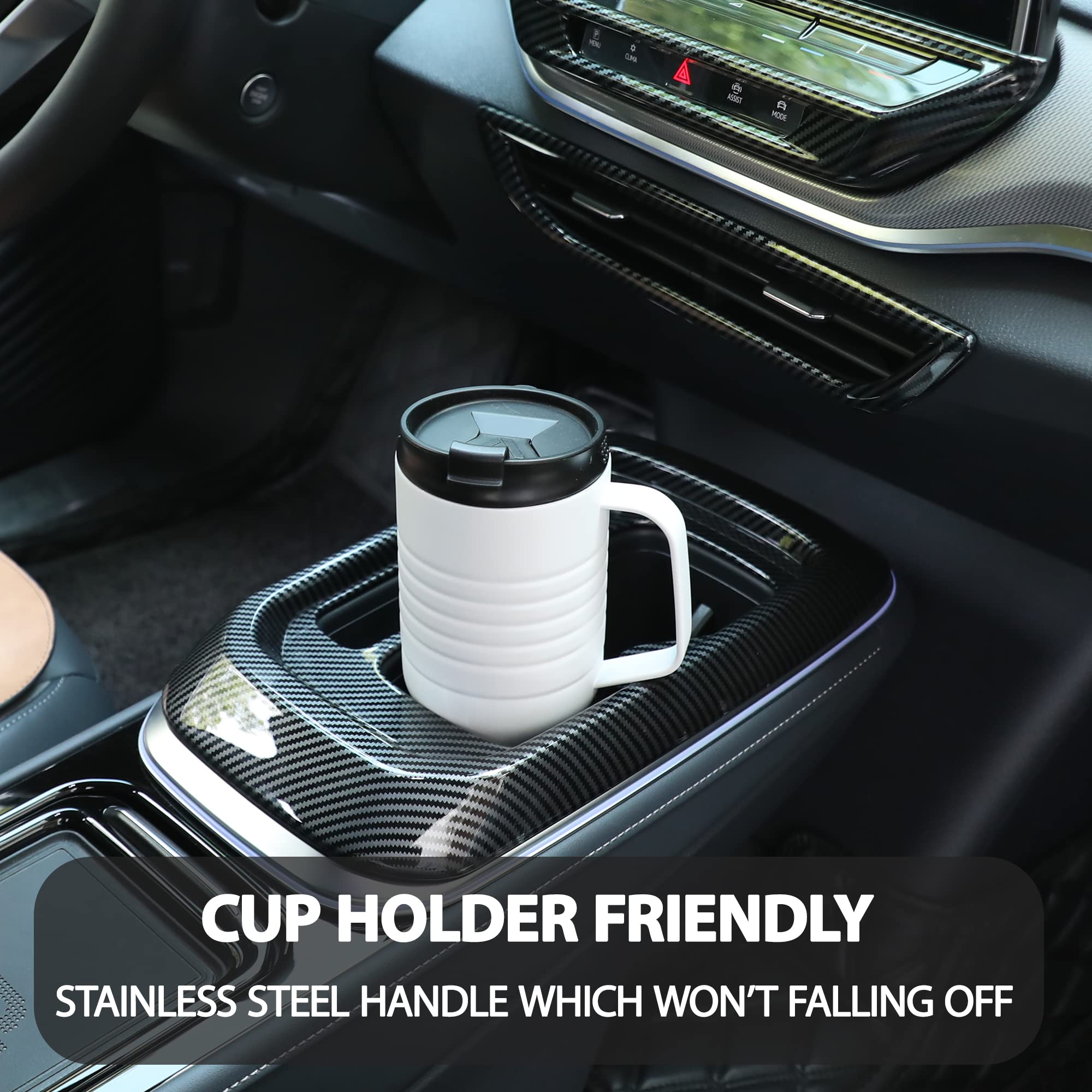 HAUSHOF 24 oz Travel Mug with Handle, Stainless Steel Vacuum Insulated Coffee Mug, Double Wall Travel Mugs with Leakproof Lid, BPA Free