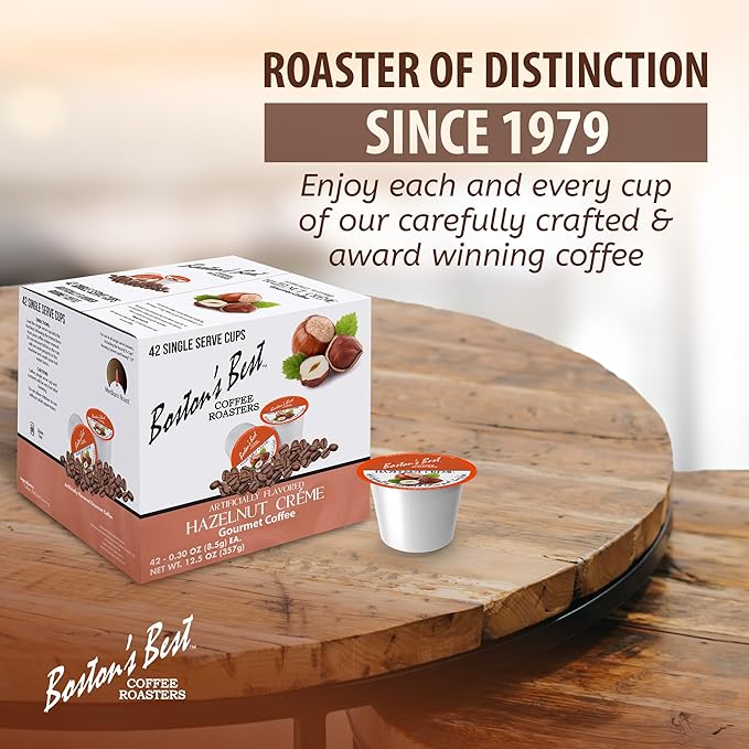 Boston’s Best - Hazelnut Creme Flavored, Delicious Gourmet Coffee Compatible with Keurig® Coffee Maker, 1 Count (42 Single Serve Cups)