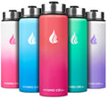 HYDRO CELL Stainless Steel Insulated Water Bottle with Straw - For Cold & Hot Drinks - Metal Vacuum Flask with Screw Cap and Modern Leakproof Sport Thermos for Adults (Coral/Punch 24oz)