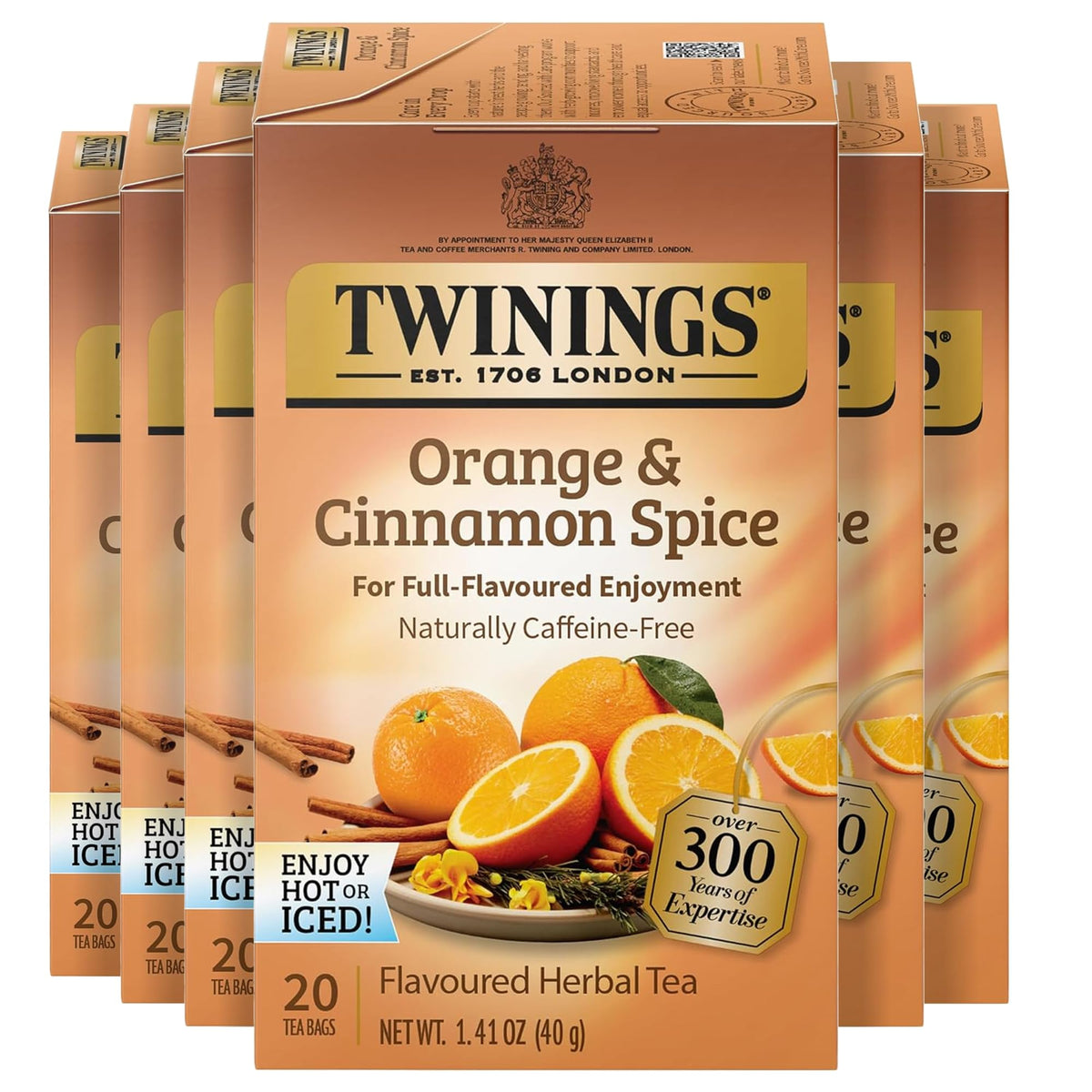 Twinings English Breakfast Black Tea Individually Wrapped Bags, 20 Count (Pack of 6), Flavourful, Robust, Caffeinated, Enjoy Hot or Iced, 120 Teabags