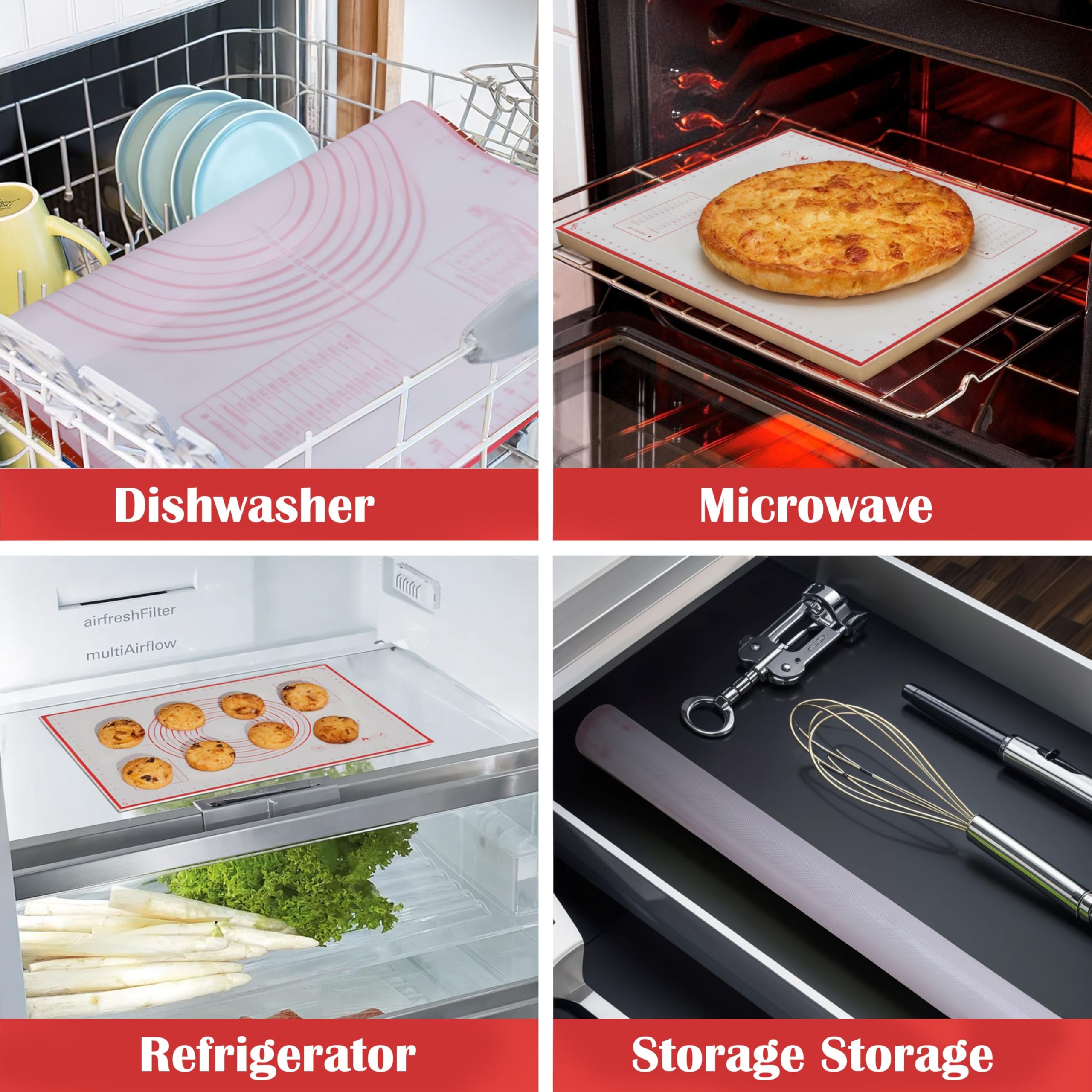 BlueBark 2 PCS - 24"L x 24"W Non-stick Silicone Baking Mat for Pastry & Dough, Sourdough Bread Making Tools, Kitchen Counter, Cooking Enthusiasts
