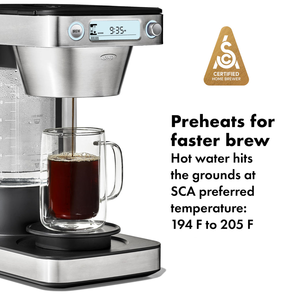 OXO Brew 12-Cup Coffee Maker With Podless Single-Serve Function,Silver
