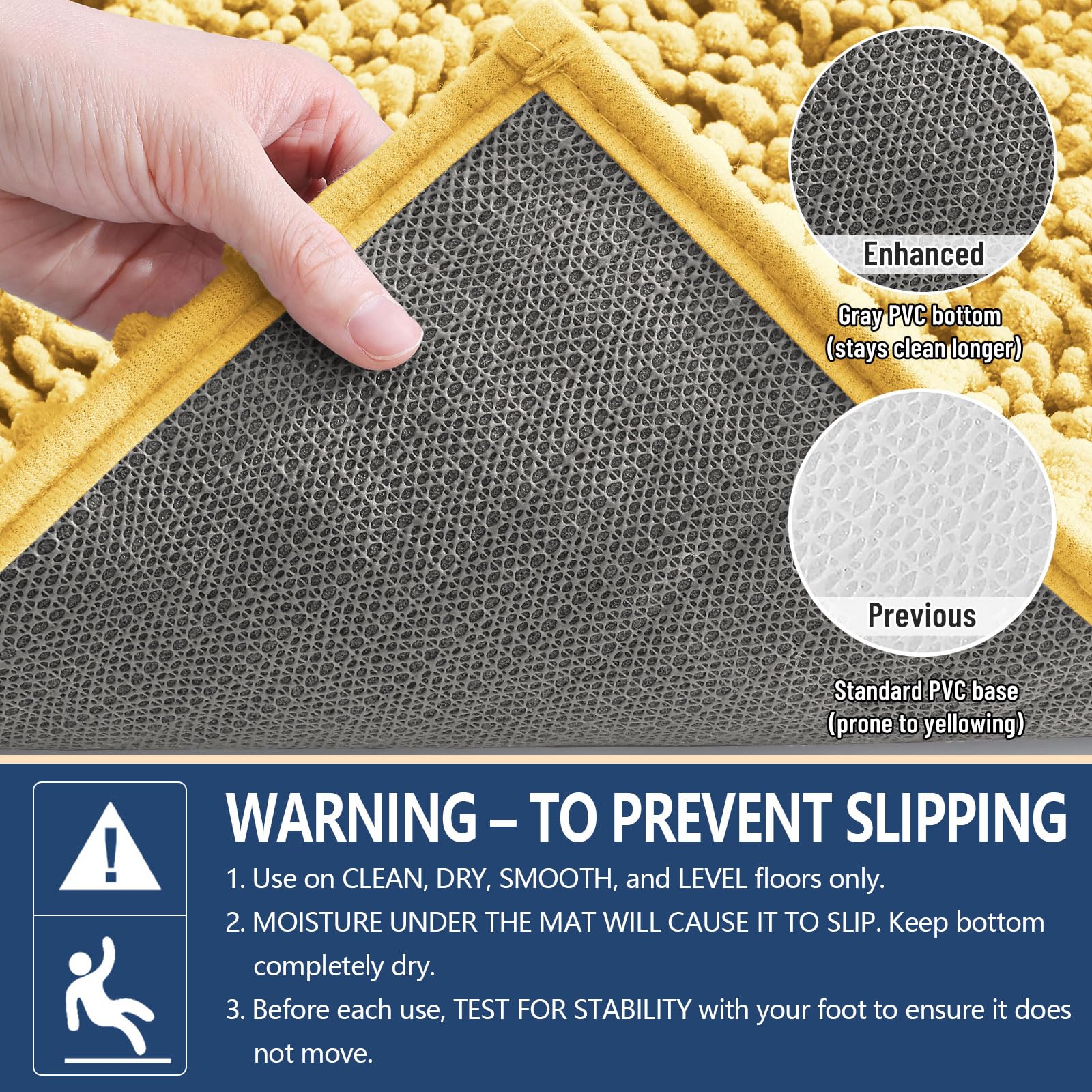 Arotive Bathroom Rugs Mat 54x24, Soft Absorbent Chenille Shaggy Bath Mat