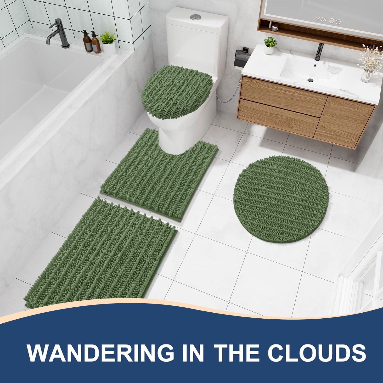 Arotive Bathroom Rugs Mat 36x24, Soft Absorbent Chenille Shaggy Bath Mat
