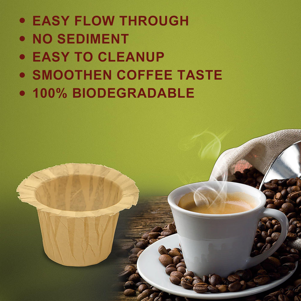 Irmidi Disposable Coffee Filters,200 Count Natural Paper Kcup Filters for Keurig 1.0 and 2.0 Coffee Maker