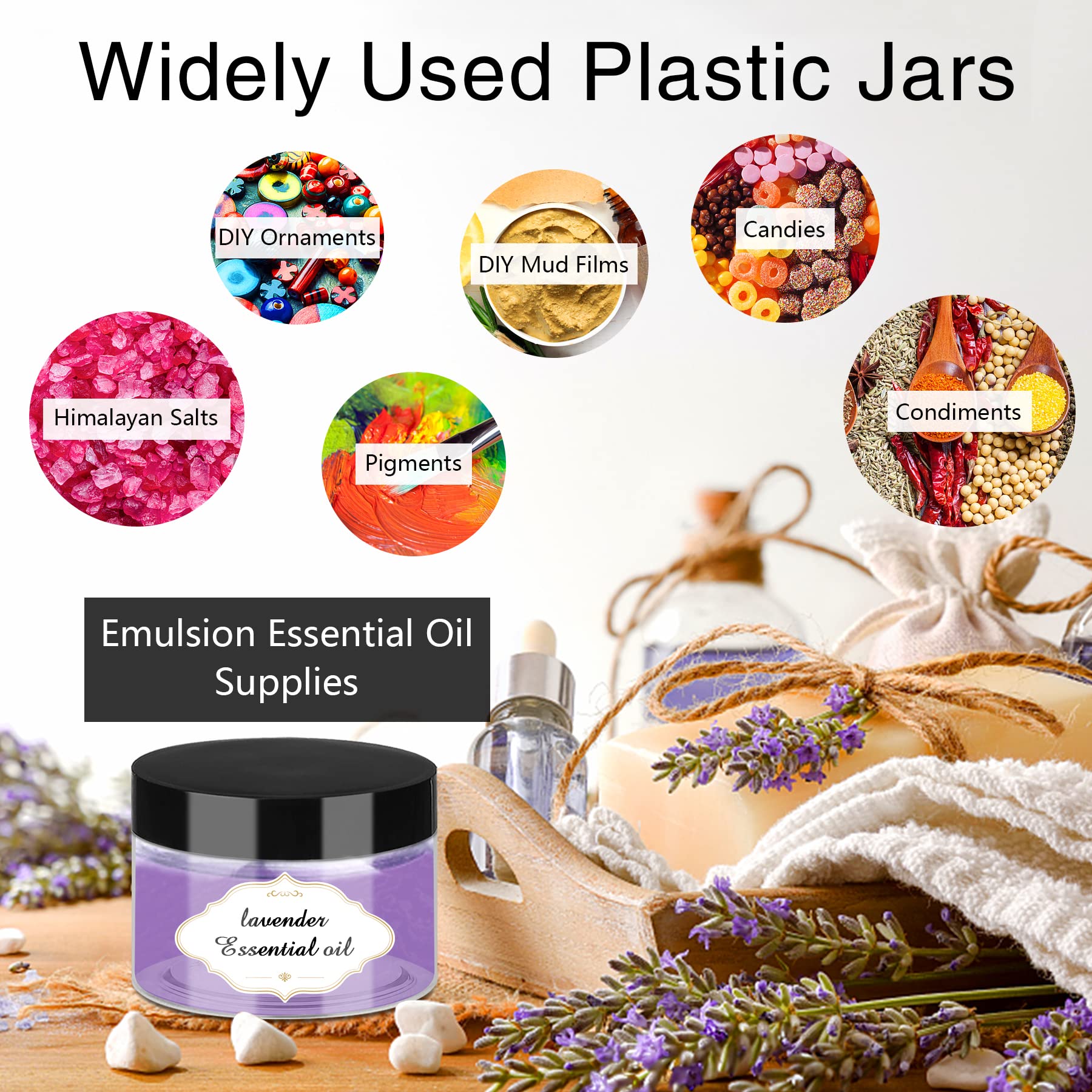 PeacePeo Plastic Jars with Lids 4 OZ, 72 Pack Clear Slime Containers