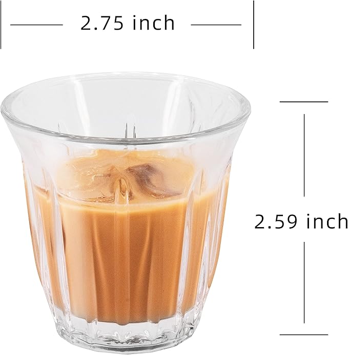 Espresso Cups Set of 4 Clear Glass Cups 3oz for Coffee/Milk, Coffee Mugs Insulated Shot Glasses Regular Espresso Accessories in Kitchen/Office/Bar, Easy to Clean (3oz-4 Pack)