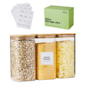 Homtop Glass Food Storage Containers with Lids, 50 Oz High Borosilicate Glass Jars for Coffee Bean, Candy, Cookie, Flour, Square