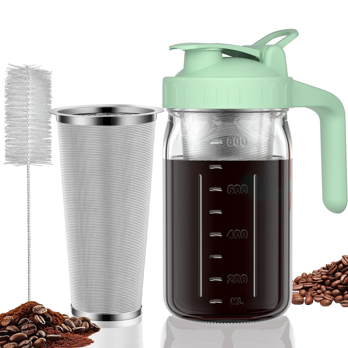 JunVpic Cold Brew Coffee Maker, 64 oz Glass Mason Jar Pitcher