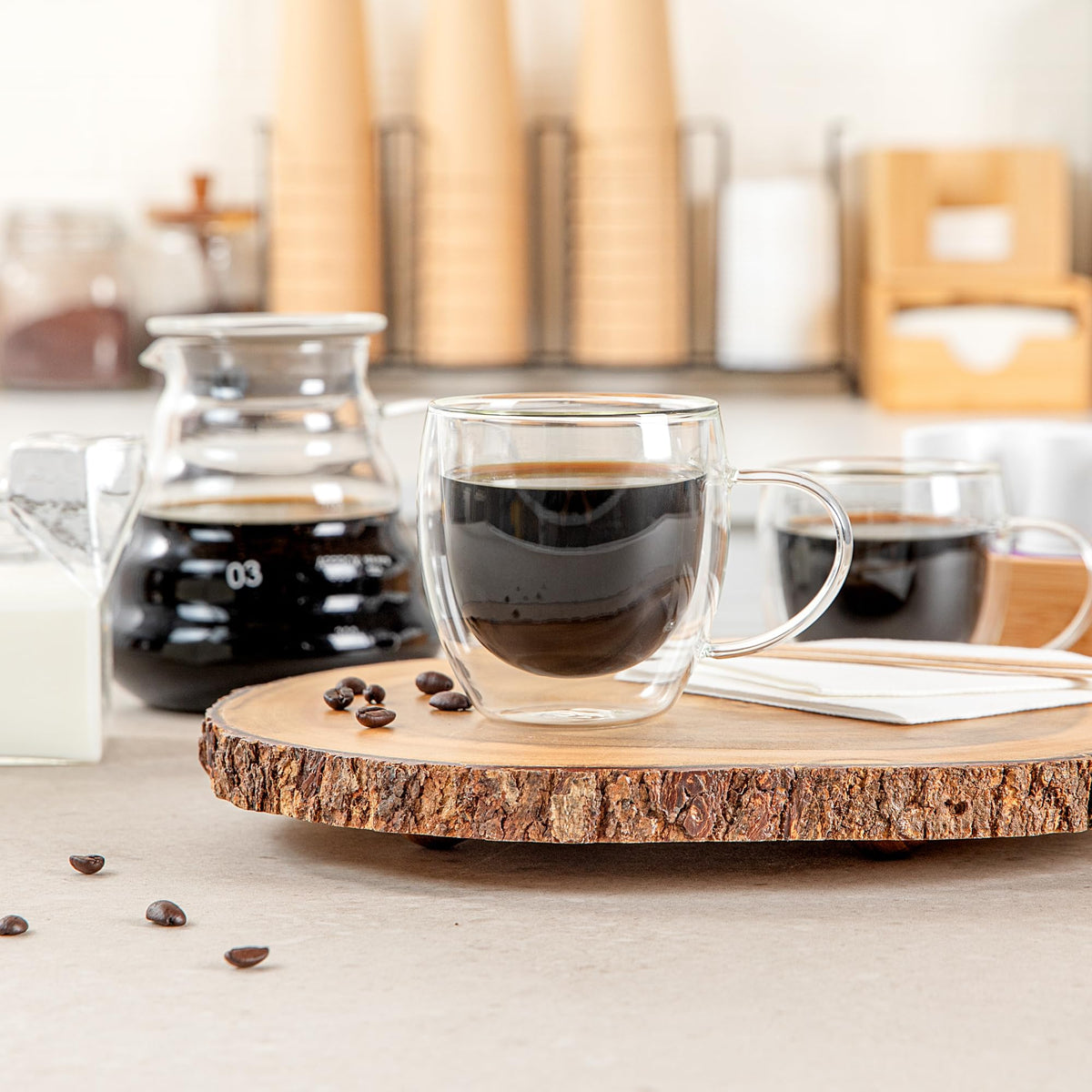 Restaurantware 8 oz Professional Glass Coffee Cup, 2 Pack