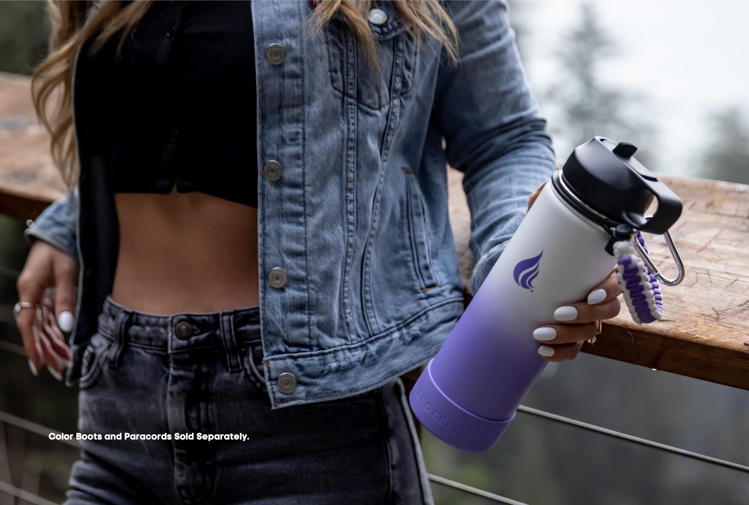 HYDRO CELL Stainless Steel Insulated Water Bottle with Straw - For Cold & Hot Drinks - Metal Vacuum Flask with Screw Cap and Modern Leakproof Sport Thermos for Adults (Lavender/White 24oz)