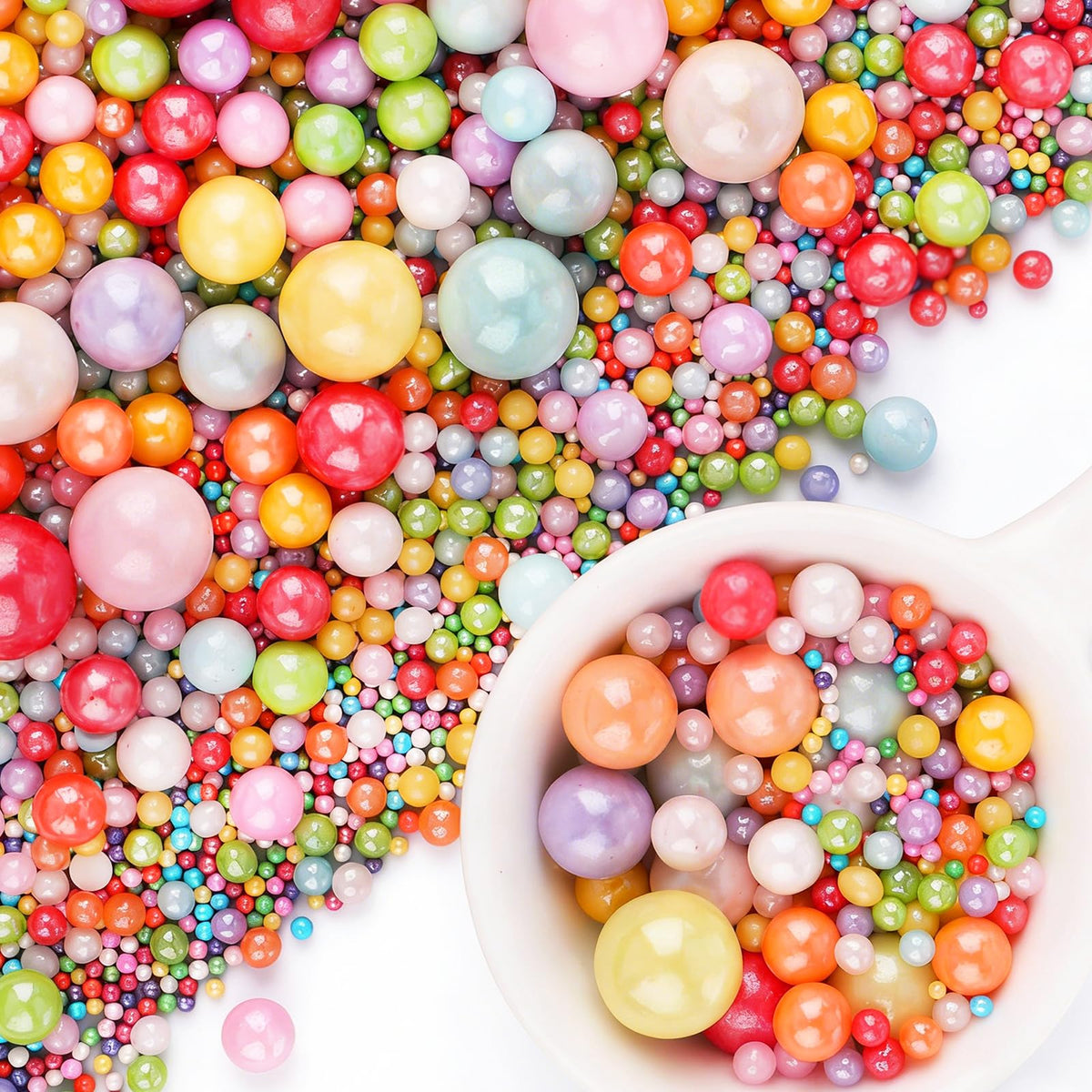 Black Pearl Sprinkles for Cake Decorating, 6 Sizes Edible Pearls Sugar