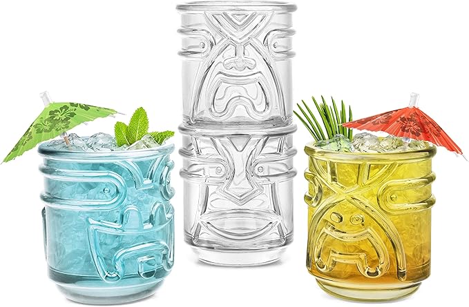 Final Touch Tiki Cocktail Glasses, Set of 4