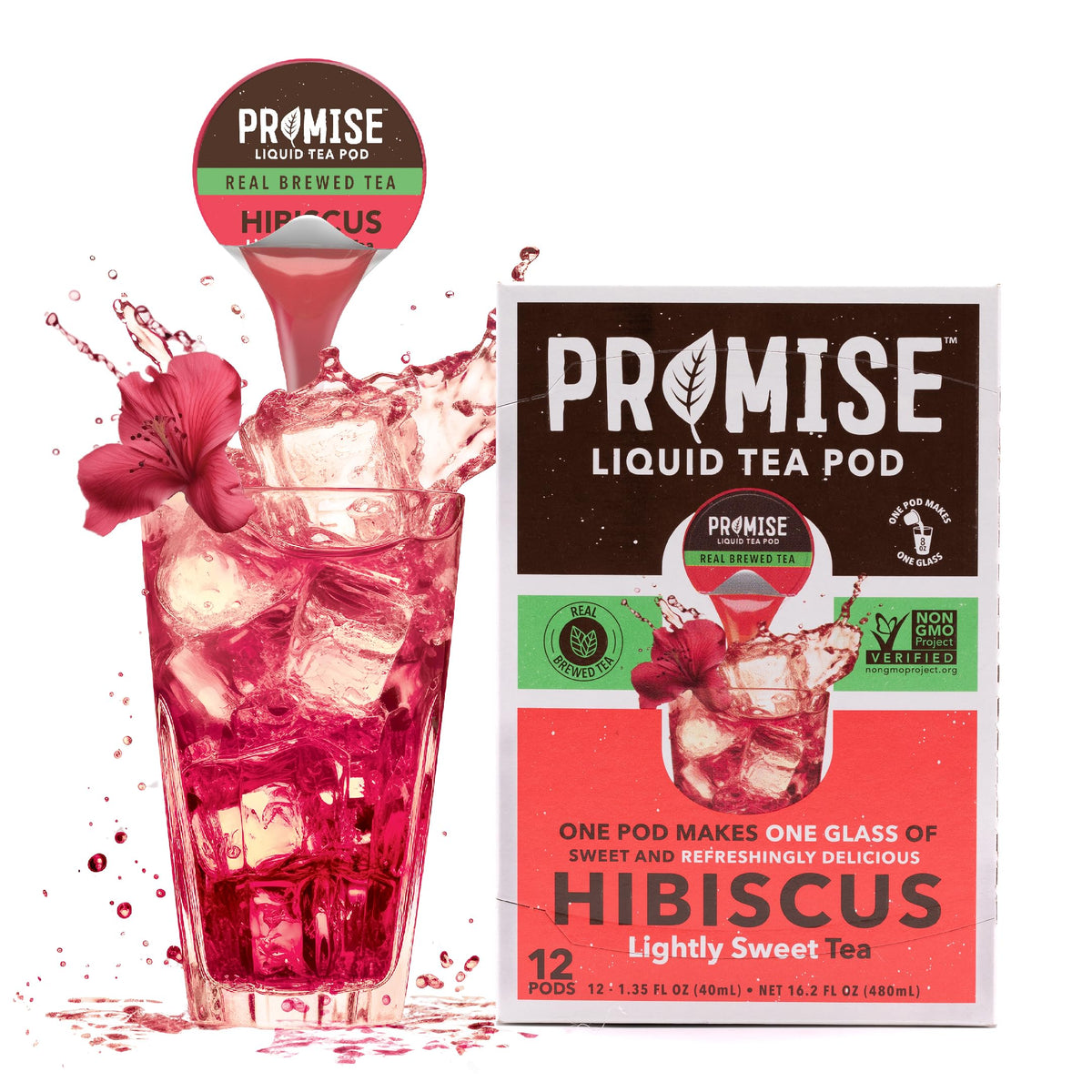 Promise Tea by Java House - Cold-Brewed Tea Concentrate Pods - Ethically Sourced - Hibiscus Lightly Sweet Tea - Pack of 48