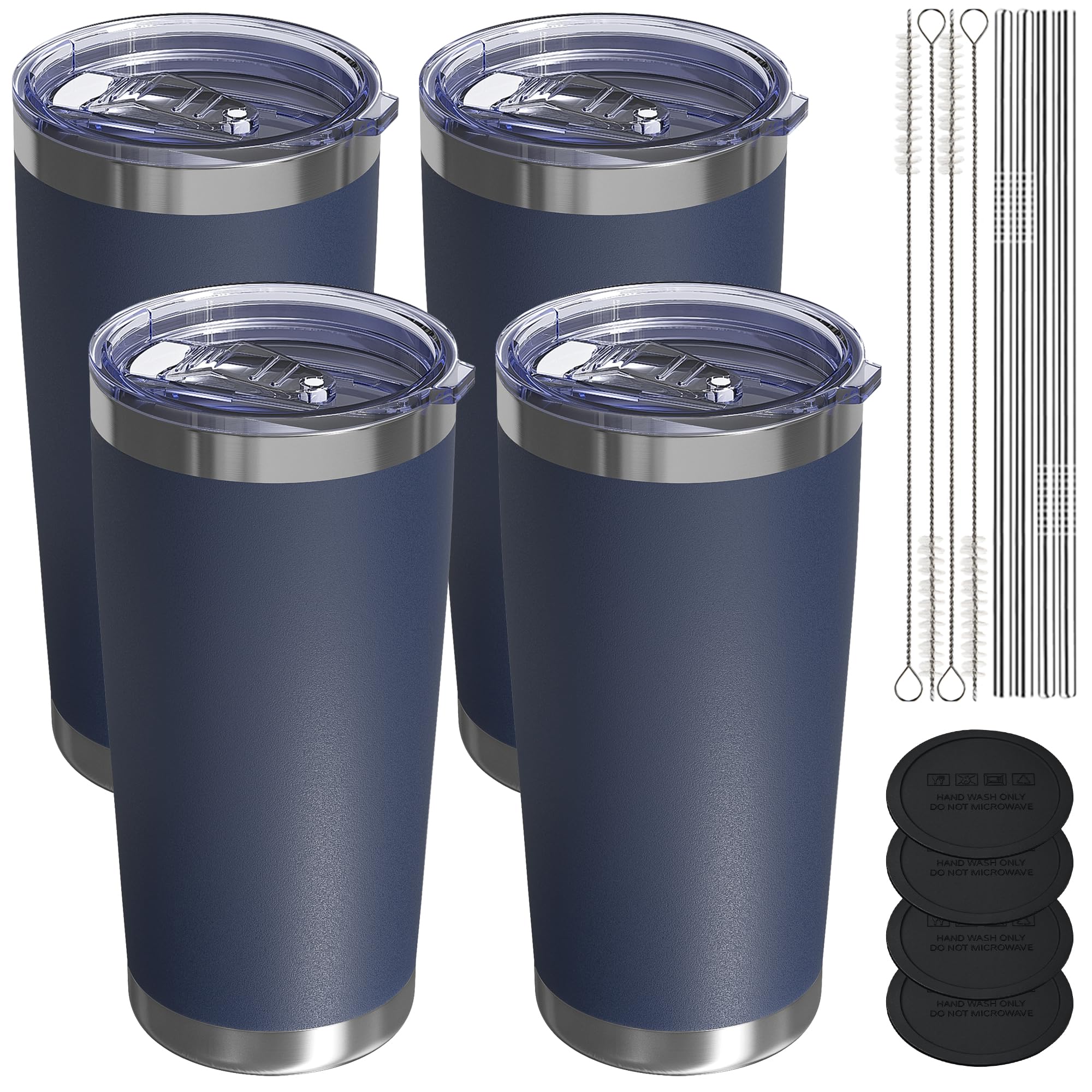 UIRZOTN 20oz Travel Coffee Tumbler, Insulated Travel Mug, Navy 4 Pack