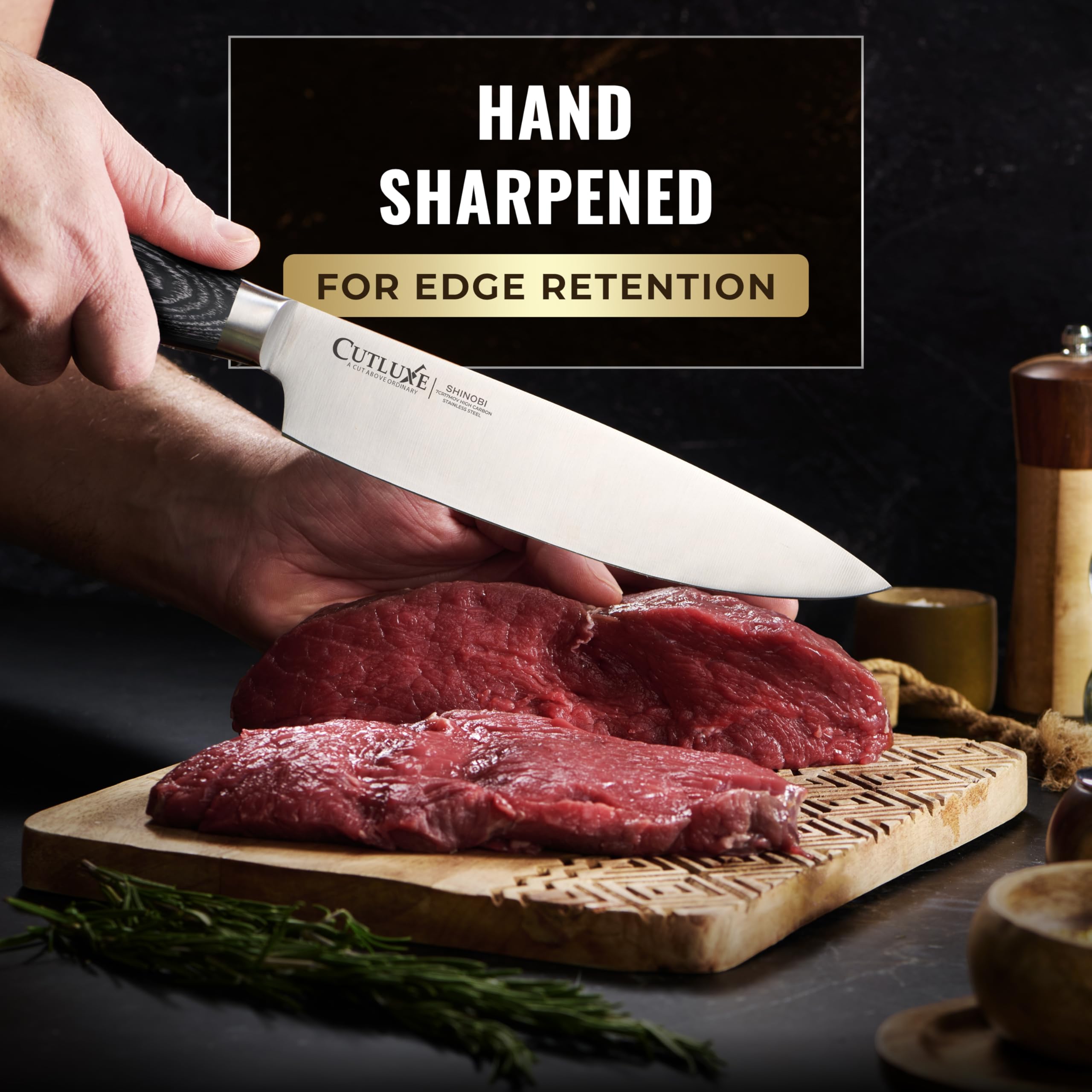 Cutluxe Chef Knife 8" Japanese Kitchen Knife – High Carbon Steel, Full Tang