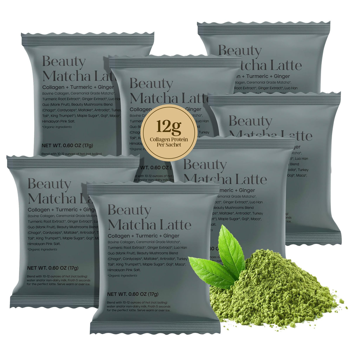 Kroma Beauty Matcha Latte with Collagen, 17.75 oz, 503g, 60 Servings