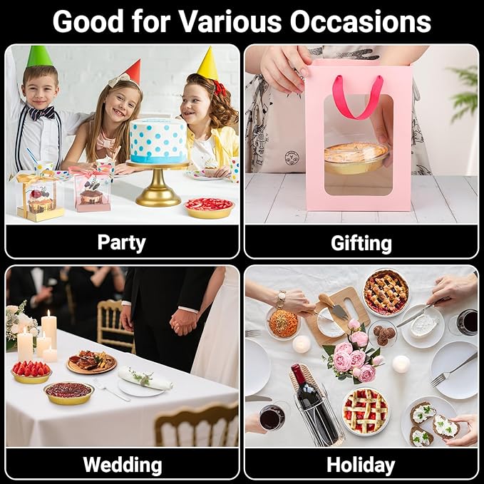 EUSOAR Cake Pans with Lids, 50pcs 10oz/275ml Aluminum Disposable Ramekins Oven Safe Muffins Liner, Foil Baking Cups Cheesecakes Creme Brulee Container Pie Holders for Bakery Wedding Birthday Party
